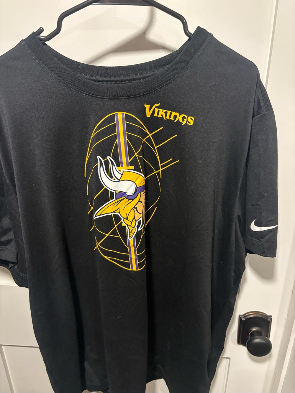 Nike Black Vikings Graphic Tee with Yellow and Purple Logo